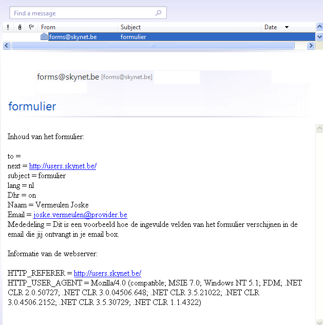 voorbeeld in email progamma